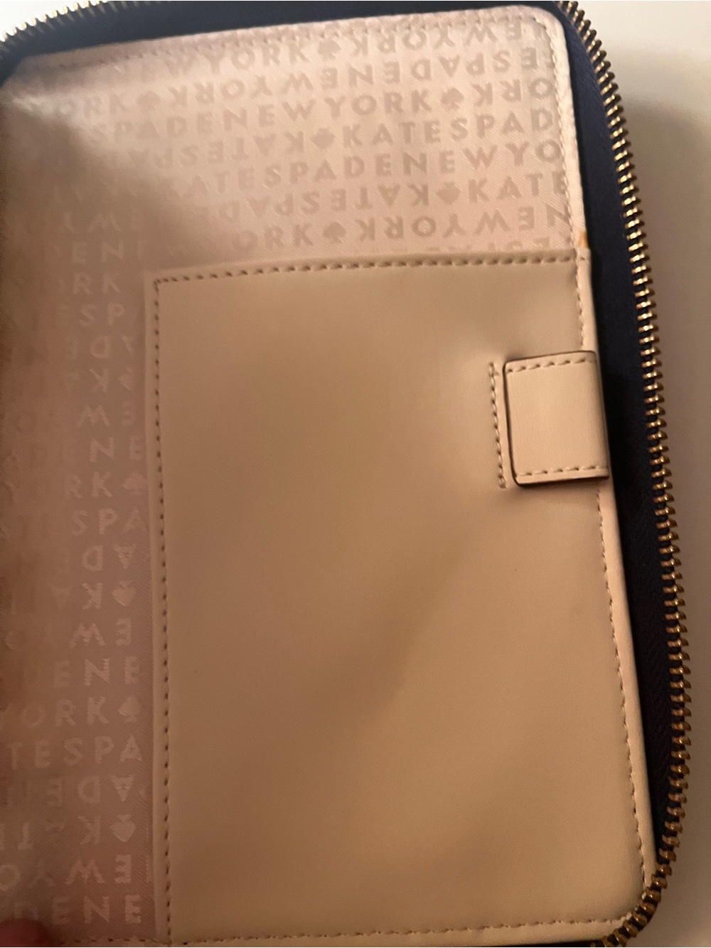 kate spade Navy Leather Zip-Around Card Holder with Gold Hardware - Picture 10 of 13